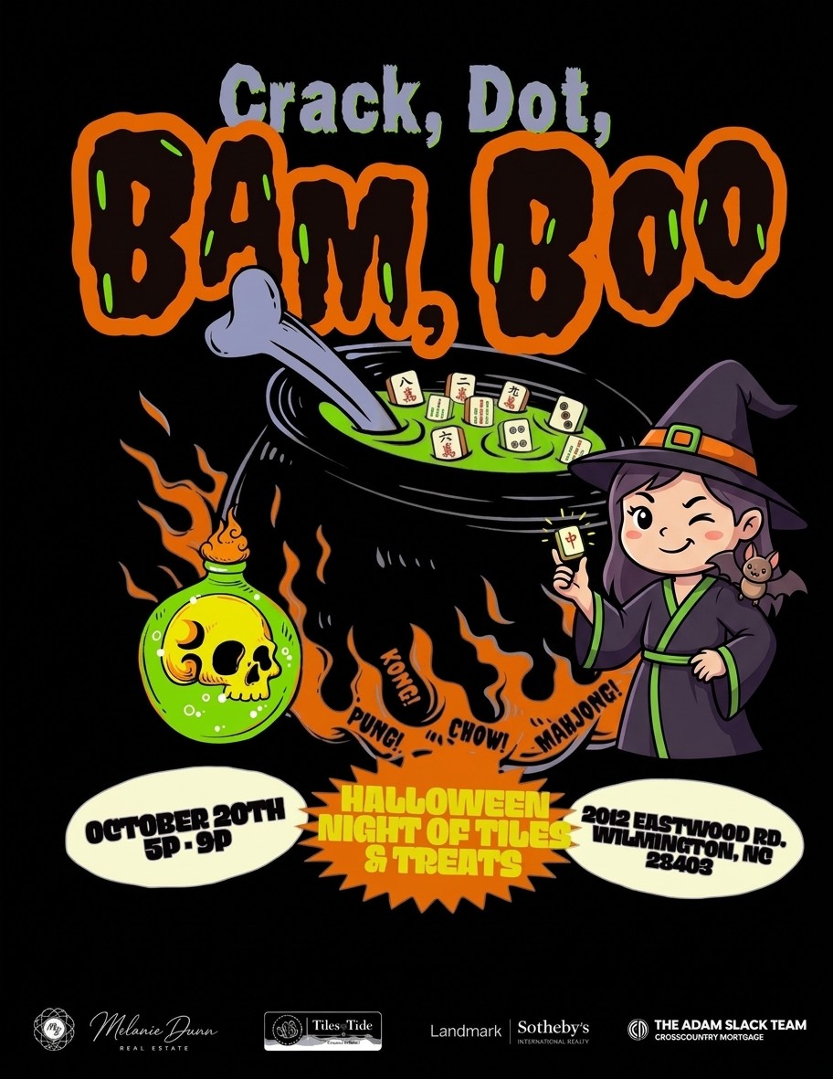 Crack, Dot, Bam, Boo — the Halloween Mahjong & Margaritas flyer